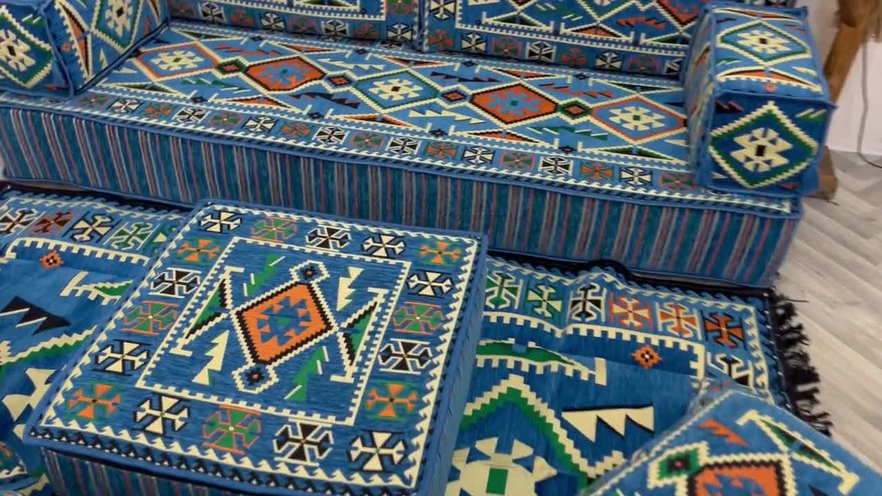 Handcrafted Turkish Floor Sofa Set: Living Room Seating With