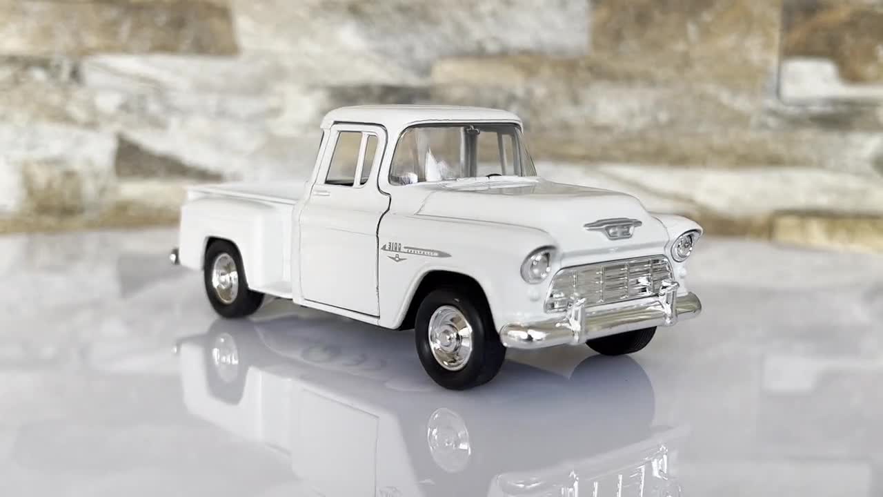 1955 Chevy Stepside Pickup Truck Deep Blue 1:36 Scale