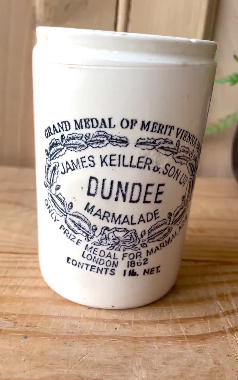 Victorian James Keiller Dundee Marmalade Pot, Stoneware Victorian James Keiller Dundee Marmalade Pot, Stoneware