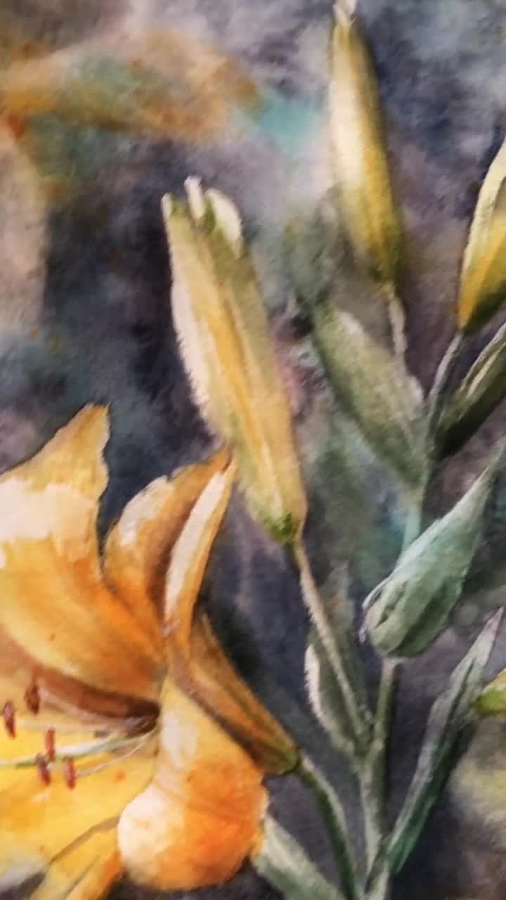 ユリの花の絵画 オリジナル水彩画 ユリの壁アート - Etsy 日本