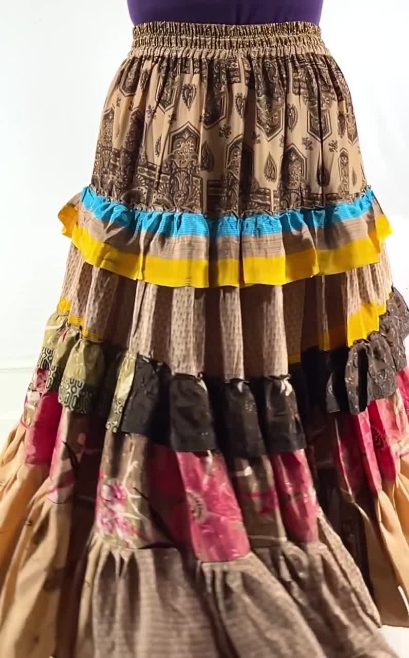 XL Jazmyn 25 Yard Skirt - Gypsy Light Summer Silk - Maxi Boho SKU