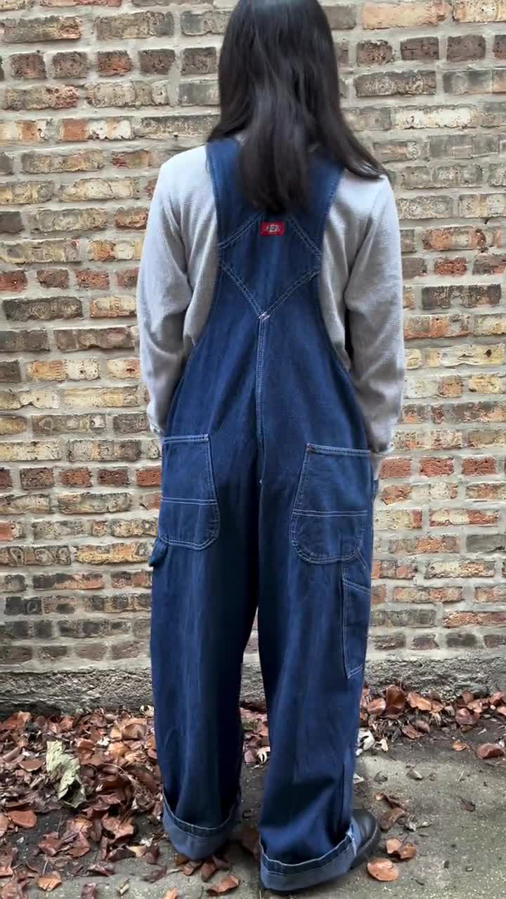 Vintage 80s Dickies Denim Overalls: Baggy Dark Wash (W38 L30