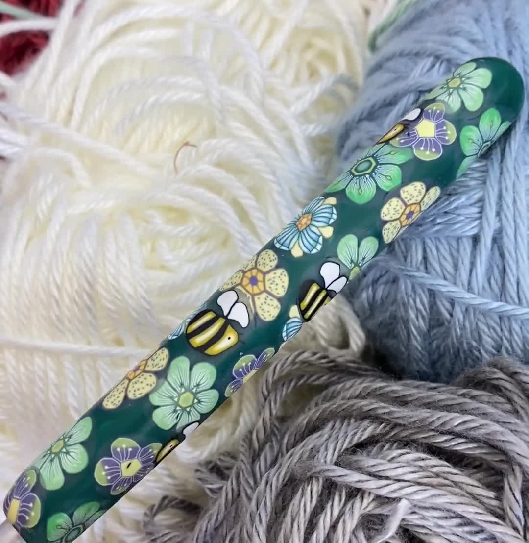 Polymer Clay Covered Susan Bates Crochet Hook, Fruit, Pineapple,  Watermelon, Flowers, Ergonomic Crochet Hook 