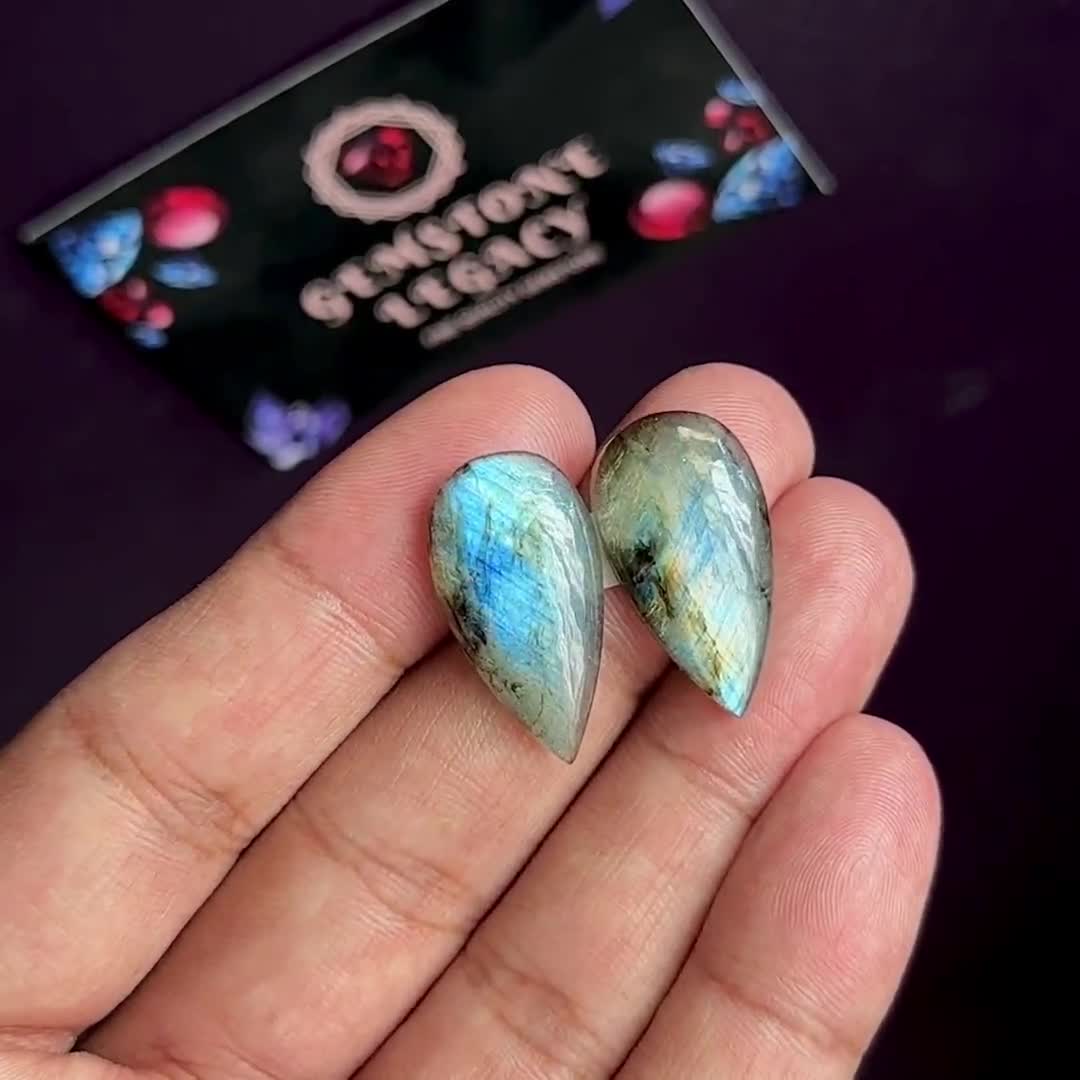 ラブラドライト　ピンクフラッシュ 26x14x5mm、マルチフラッシュ ラブラドライト ペア、ルース