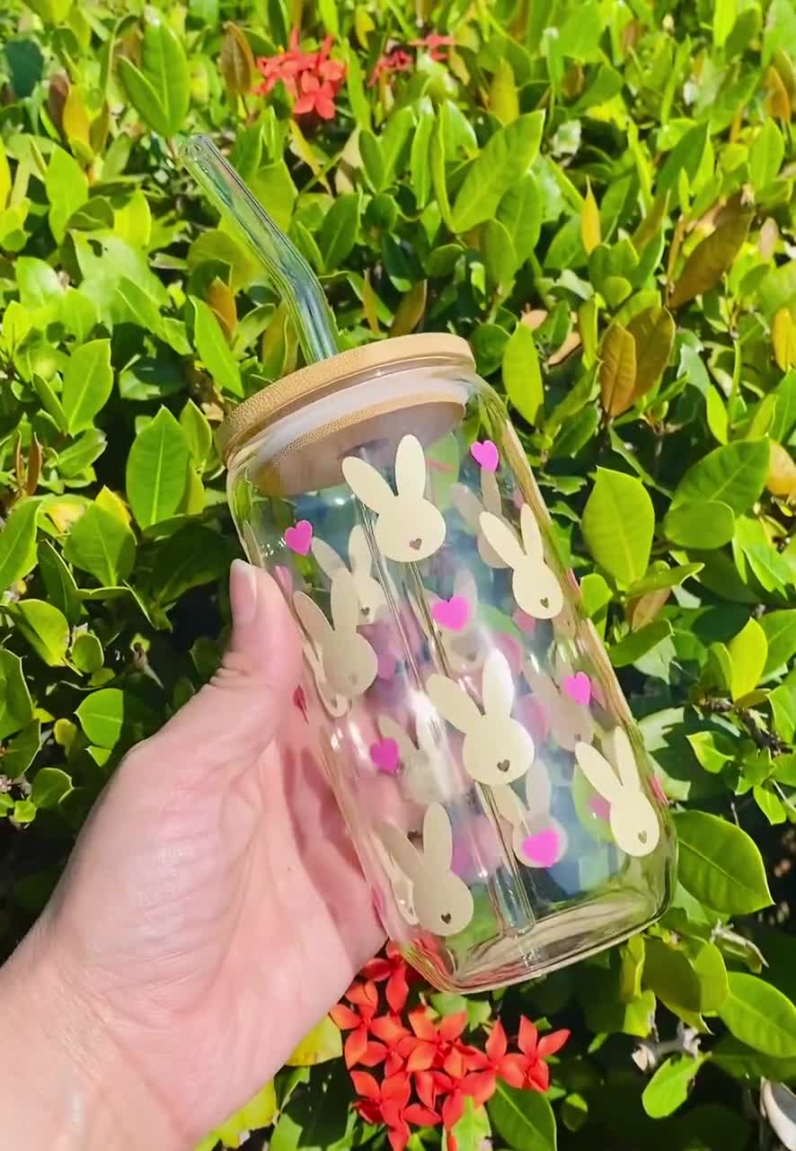 Easter Bunny Glass Beer Can With Glass Straw, Easter Glass Can, Glass  Tumbler, Glass, Gift Idea, Easter Gift, Basket Fillers, Cute Glass Can 
