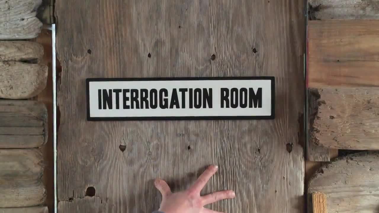 Interrogation Room Sign | Handmade Screen Printed Sign | Meeting Room Sign  | Office Door Sign | Restroom Sign | Funny Sign | Man Cave Sign