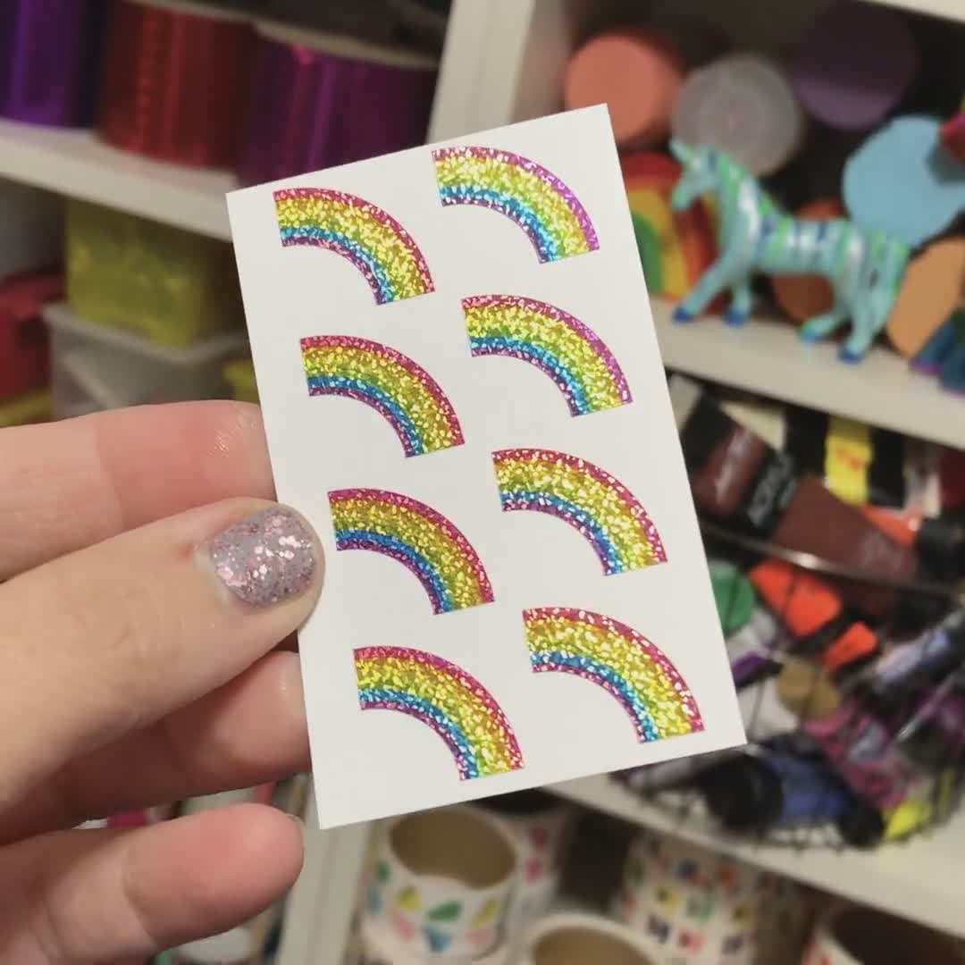 Sparkle Prismatic Rainbow Heart Stickers 