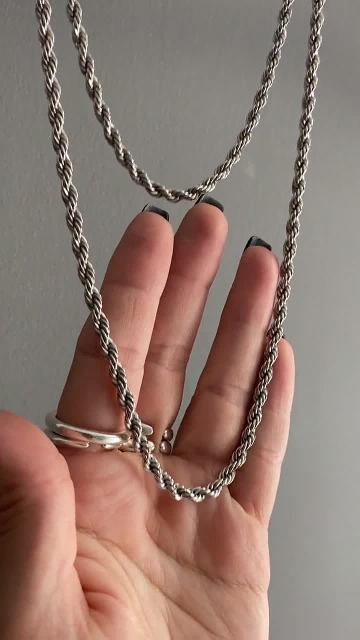 シンプルねじれロープ【VITALY】Rope Chain★ユニセックス Silver Twisted Rope Layered Chain Neclaces• Thick Modern
