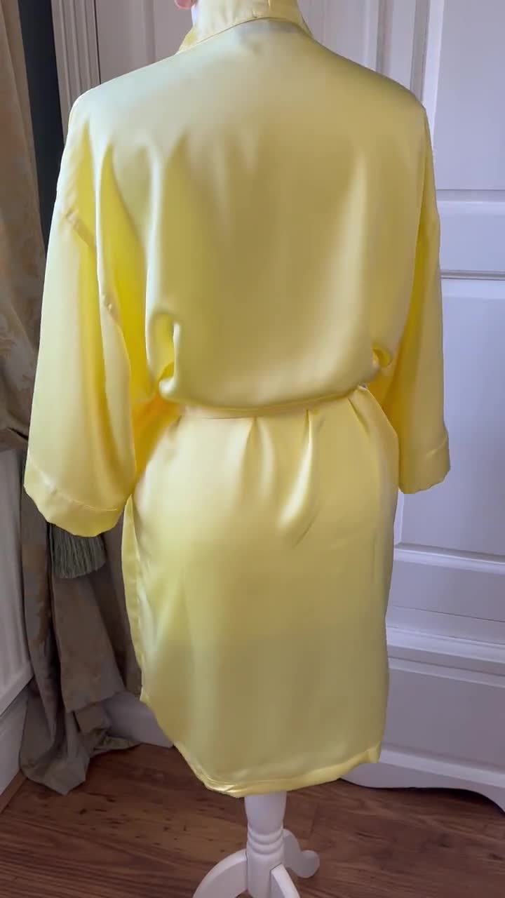 Yellow silk sale dressing gown