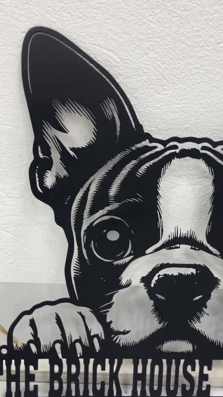 Targa in latta vintage divertente targa Boston Terrier Dog Dishwashing Service Vintage Wall Decor Tin Sign Decorazioni divertenti per casa, bar, pub, caffetteria, fattoria, poster in metallo, 20 x 30