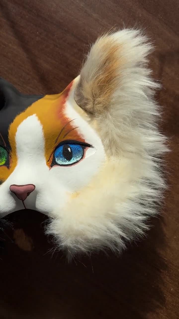 テリアンのマスク、三毛猫の動物マスク在庫あり、コスプレ、クアドロ