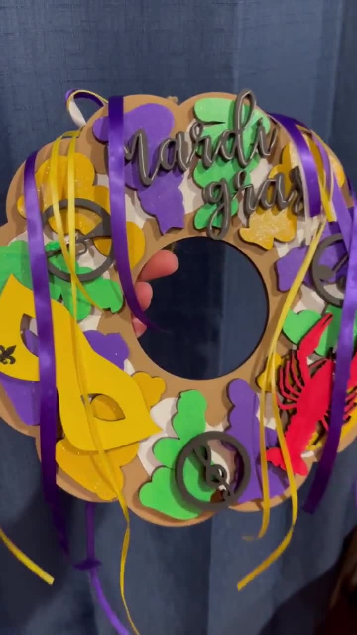 DIY Mardi Gras WOOD BLANKS Door Hanger Wreath, King Cake, Party