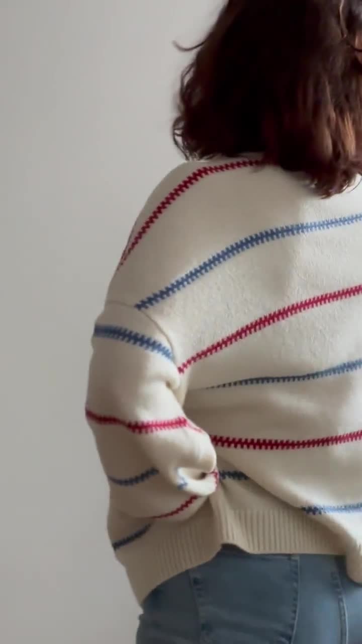 Handmade Merino Wool Blend Oversized Sweater: Pippi Longstocking Inspired Knit video poster