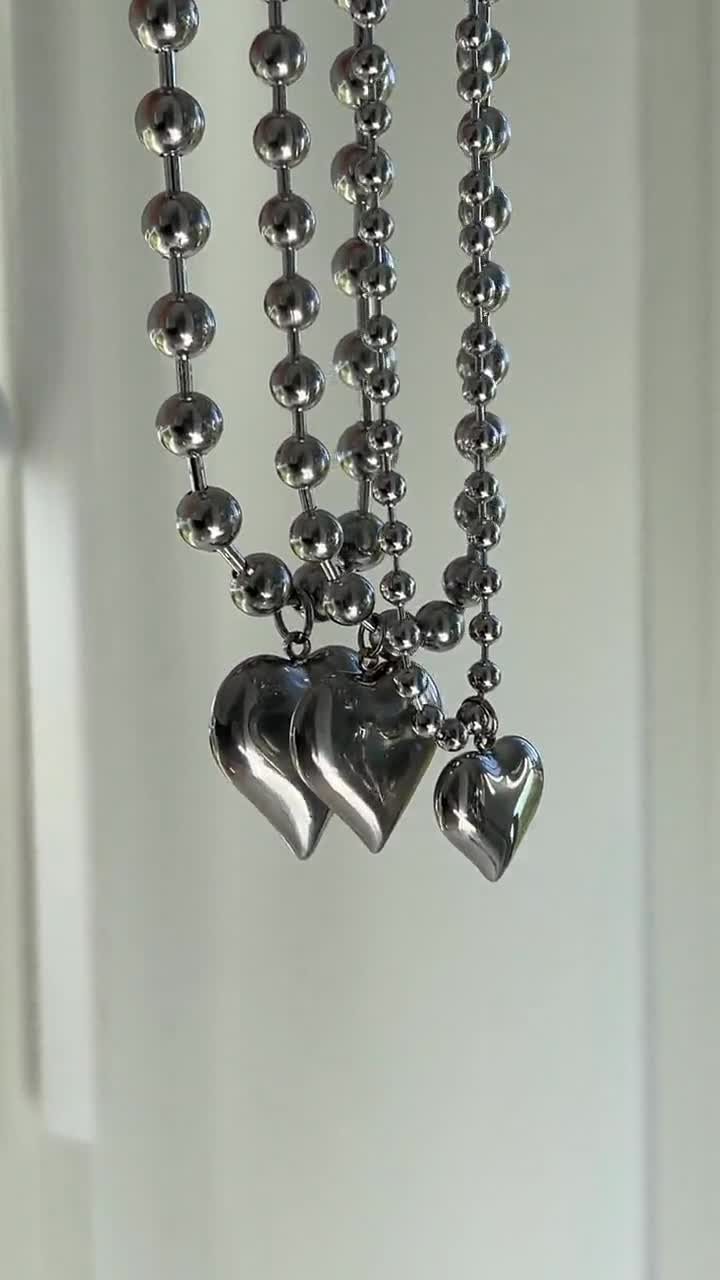 ★TATIANA★ (Silver 925) Classic Heart Ball Chain Necklace N ○TATIANA○ (Silver 925) Classic Heart Ball Chain Necklace N