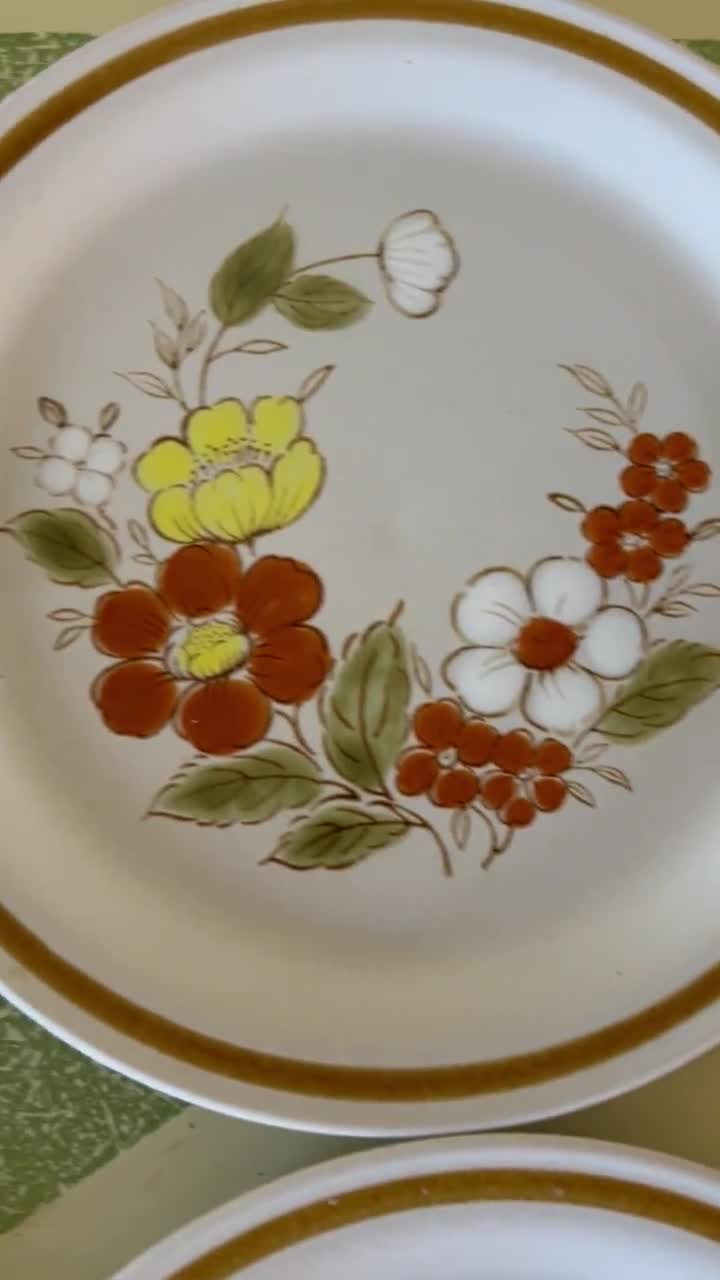 Vintage Stoneware Plates Mountain Wood Collection Trellis Blossom