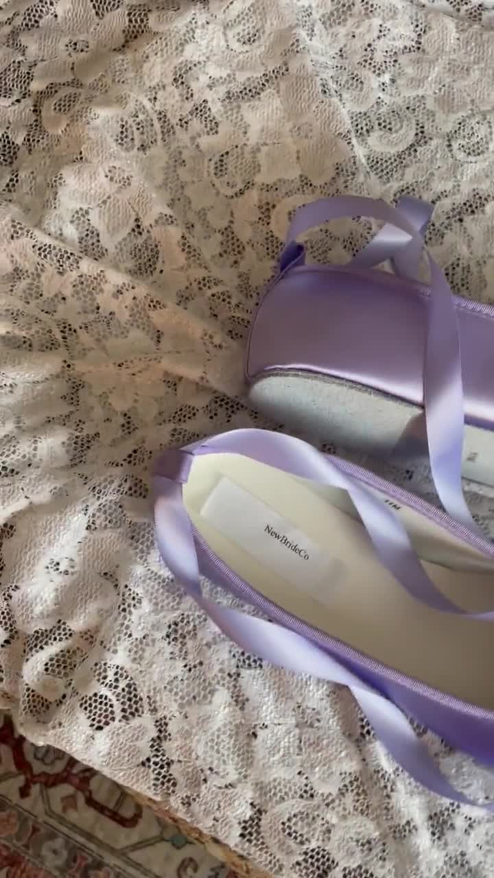 Lavender Ballerina SATIN Flat Shoes Ankle Strap Sheer or