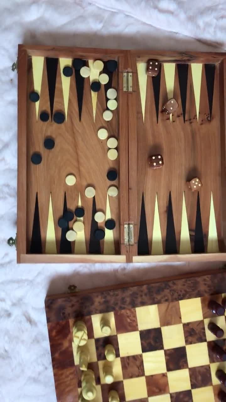 Coffret Combo 4 jeux en 1 en bois classique - Fait main en Grèce