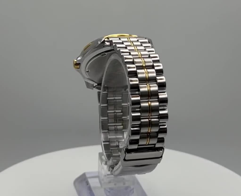 Seiko Vintage 1990's Sports 50 Mens Round Gold Silver and Seiko Vintage 1990's Sports 50 Mens Round Gold Silver and