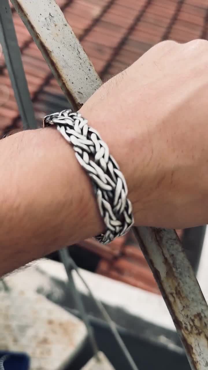 Men Silver Thick Cuff Bracelet ,silver Chain Model Bracelet