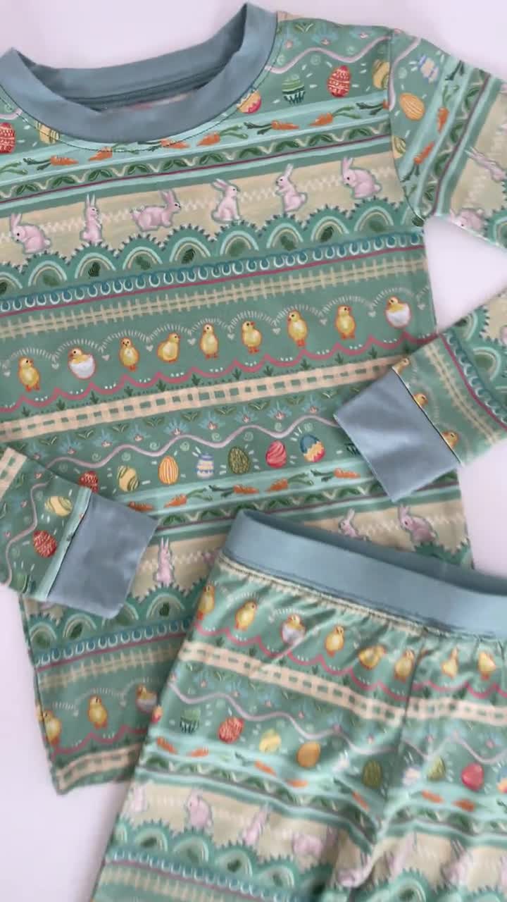 Pijama de bambú para niños de Pascua, conjunto de pijama de bambú para niños de Pascua, pijama de bambú para niños, conjunto de pijama de 2 piezas, pijama súper suave para niños, conjunto de pijama de primavera video poster