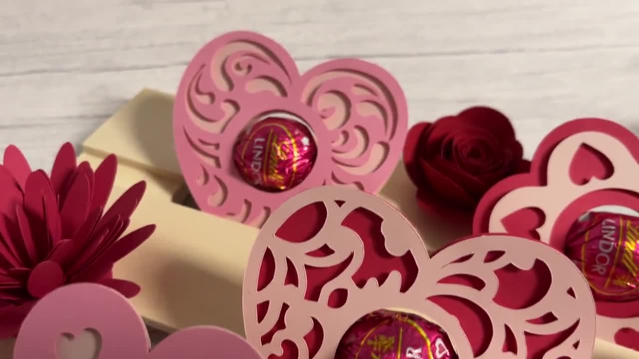 Valentine Lindor Chocolate holder SVG bundle,cricut,valentines day,cards,school,ornament,svg,png,lindt,heart,candy,filler video poster