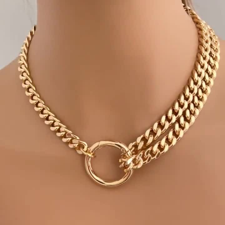 Wholesale 18K Gold Plated Big Double Round Ring Brass Link Chunky Chain  Necklace - China Chain Necklace and Chunky Chain Necklace price