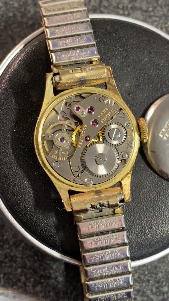 Vintage Bucherer Swiss Made 17 Jewel Watch: Gold & Silver Bezel - Etsy