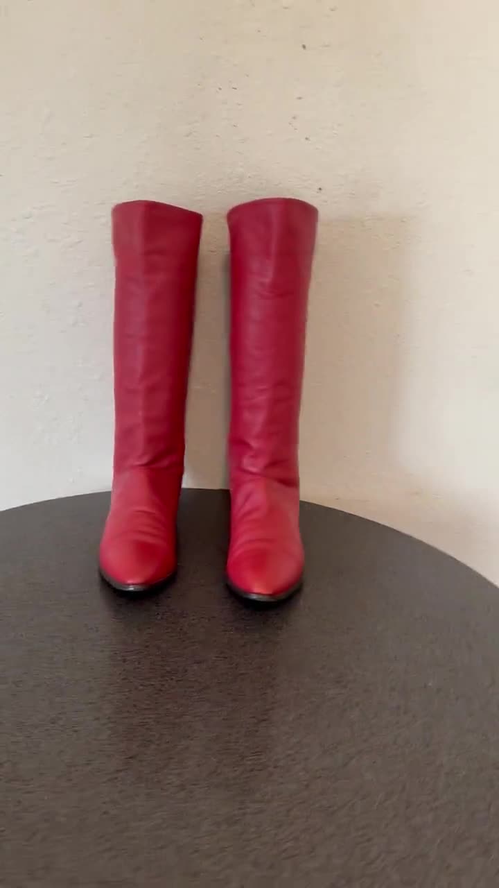 Vintage Boots-Boots Vintage-Size 6 Boots-Red Boots-Women Boots-Slouch Boots-Ankle Boots-1980s store