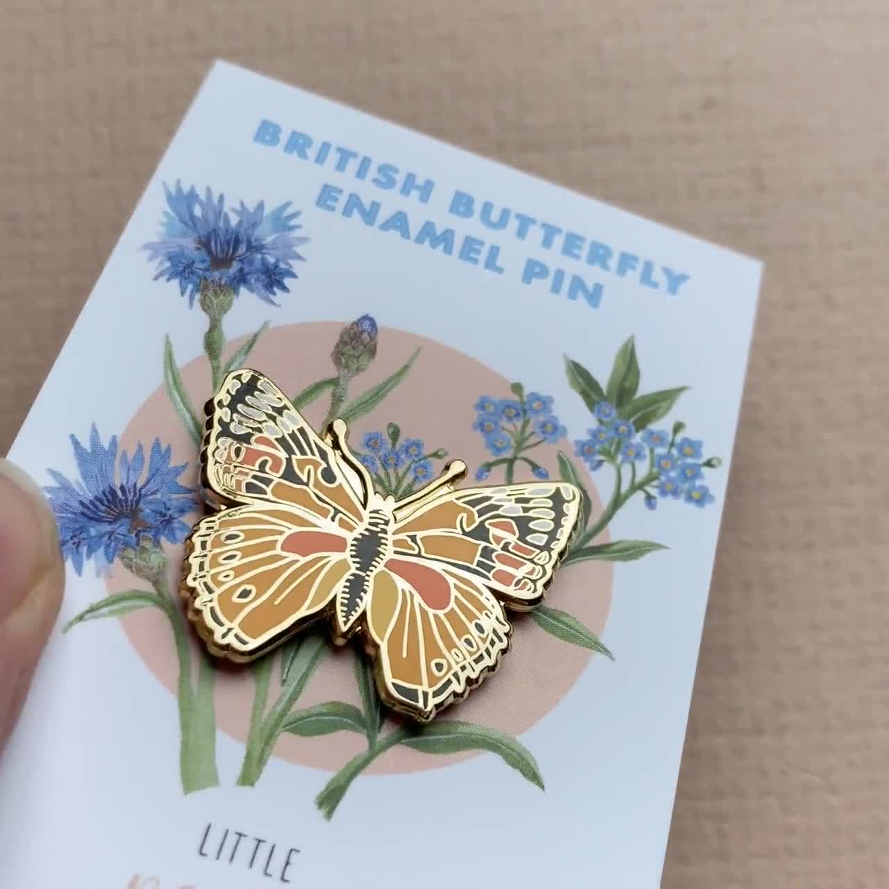 Bumble and Birch Floral Butterfly Wood Pin