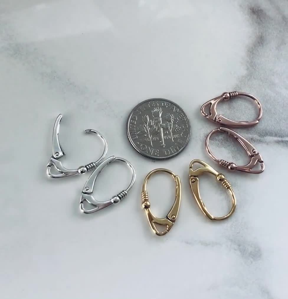 Sterling Silver, Gold, Rose Gold Earring Lever Back Ear Wires