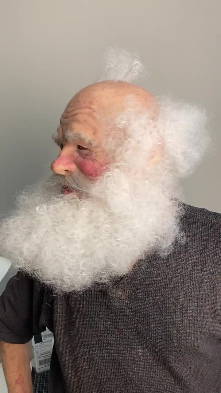 Silicone Christmas Party Old Man Headgear Santa Claus Realistic Face Mask  Prop