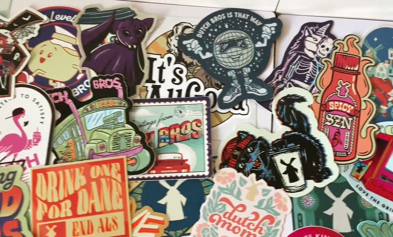  52Pcs Dutch Bros Stickers Pack, Aesthetic Vinyl