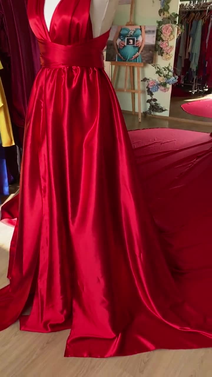 Diana dress // Red color is ready in stock, Fast shipping, Fast delivery,  Maxi flowing train for photo shoot, Vacation summer dress