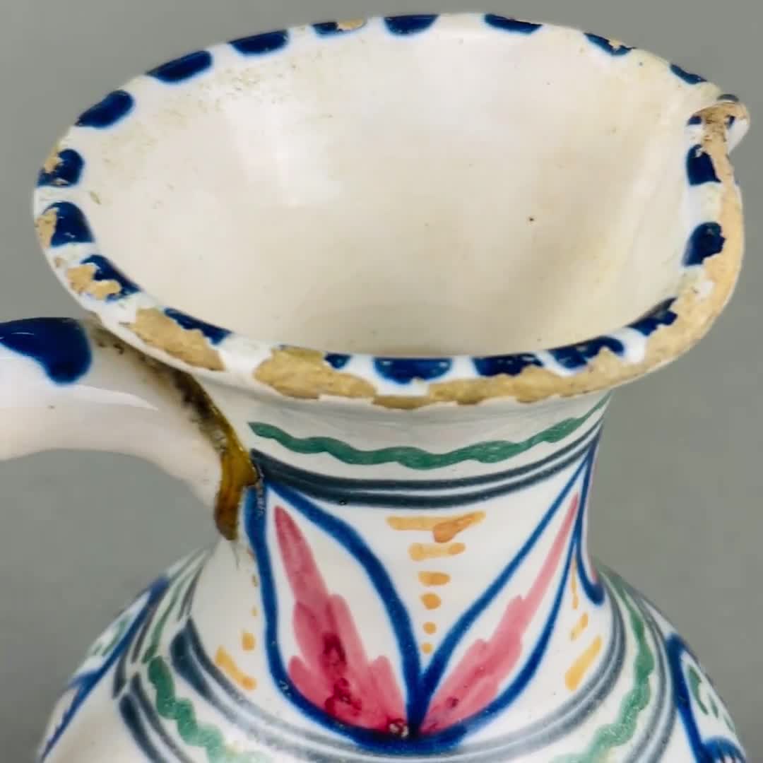 スペイン陶器 18世紀頃 アンティーク 水差し 壺 花瓶 骨董