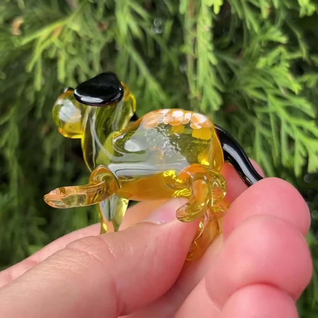 大きな耳のガラス製犬の置物 - ミニチュア吹きガラスの子犬 - ムラーノ