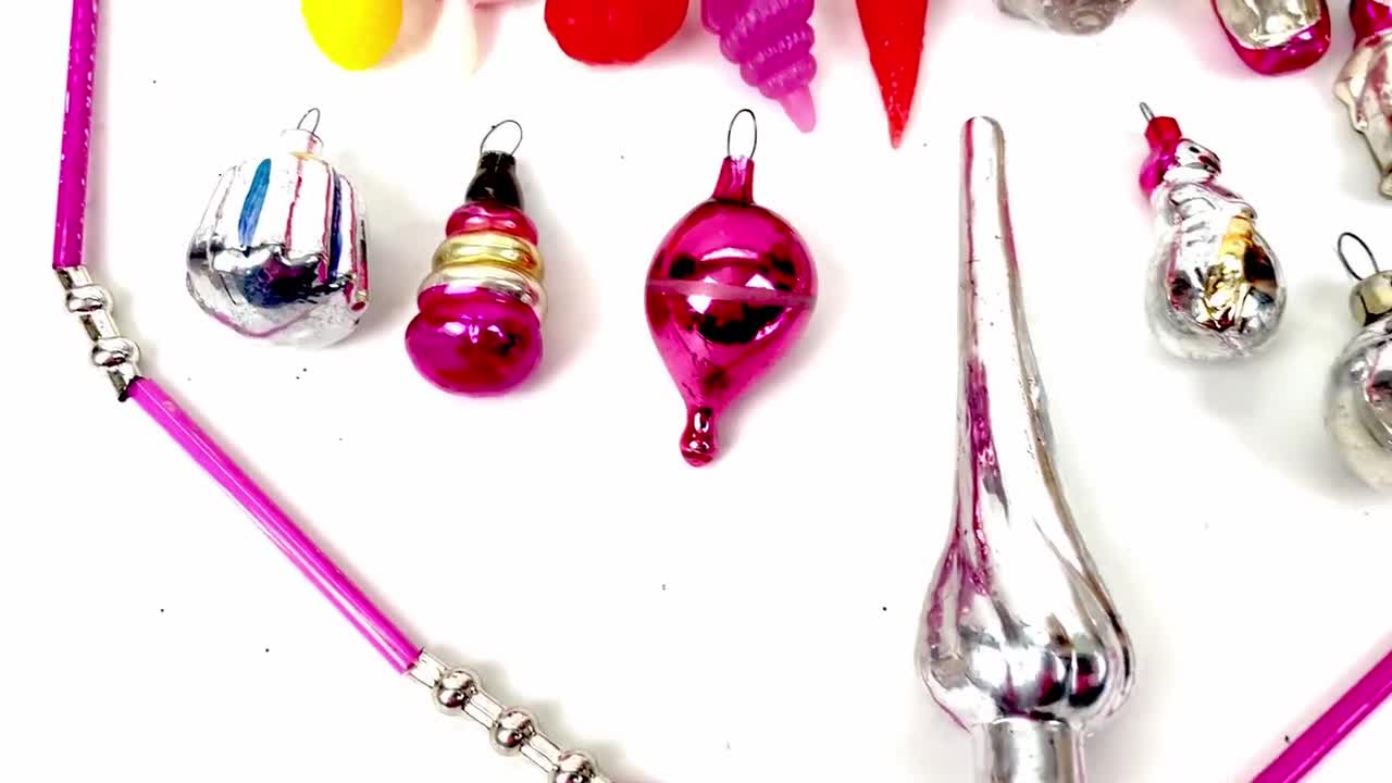 ヴィンテージミニ/マイナーガラスクリスマスオーナメント、レトロな