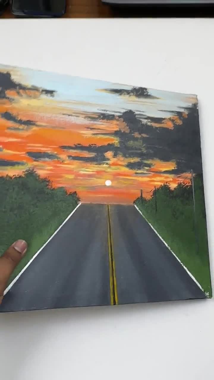 Endless Road Acrylic Painting, Sunset Painting, - Etsy