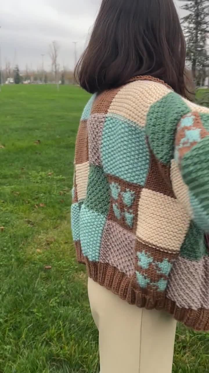 Hand Knit Sweater, Patchwork Cardigan, Harry Styles Cardigan Hand Knit Sweater, Patchwork Cardigan, Harry Styles Cardigan