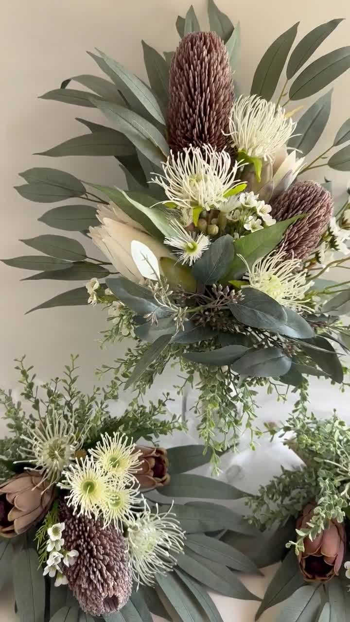 Australian Native Flower Wedding Bouquet: Banksia, Eucalyptus