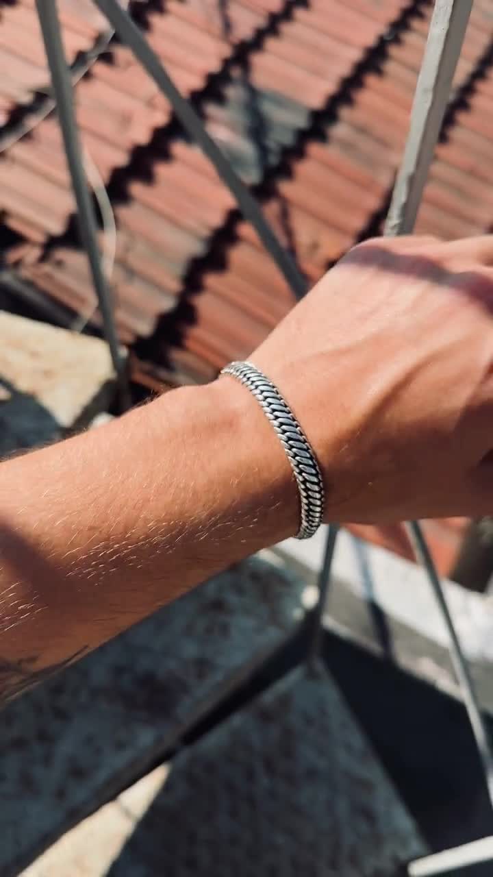Solid 925 Sterling Silver Handmade Chain Bracelet , Cuban