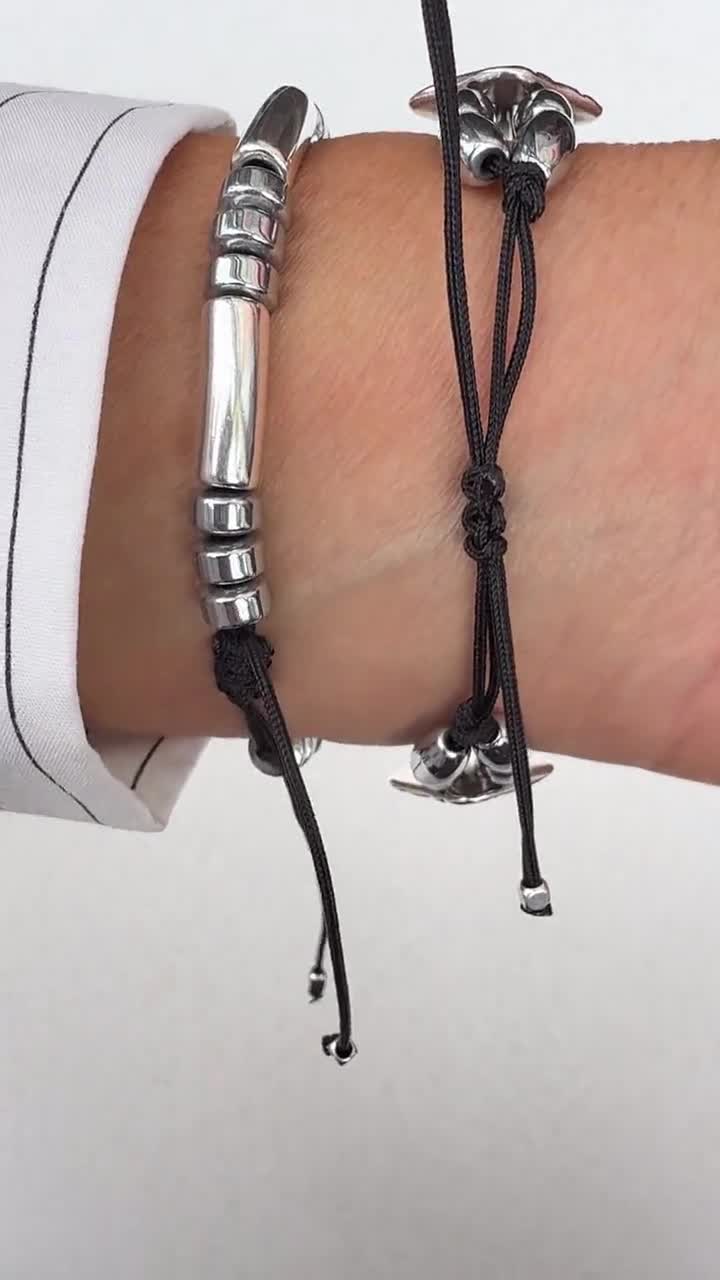 シルバーブレスレット、ビーズブレスレット（女性用）、ひし形