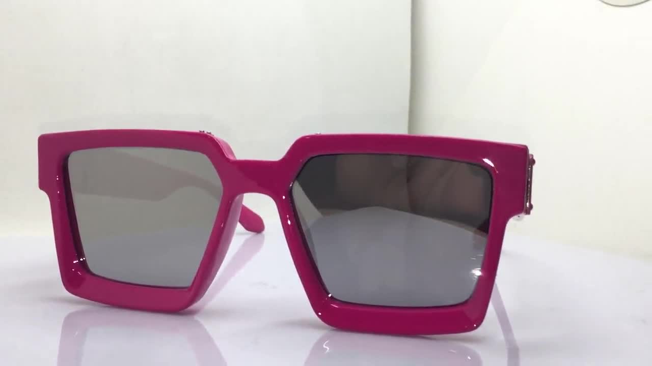 Big Square Sunglasses Oversized Man Woman Purple Frame Mirror 