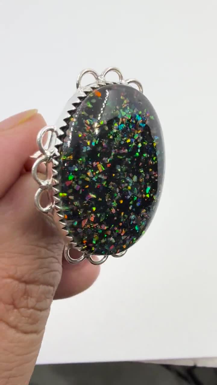 Aurora Black Opal Sterling Silver Ring – Handmade Boho Handmade