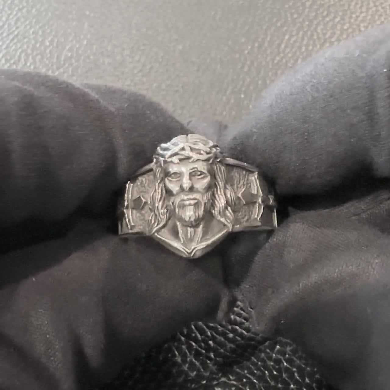 Handcrafted 925 Sterling Silver Jesus Christ Face Ring Jesus