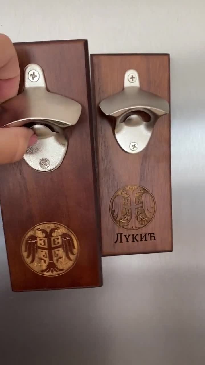 Serbian Grb Wooden Refigerator Magnet Bottle Opener 