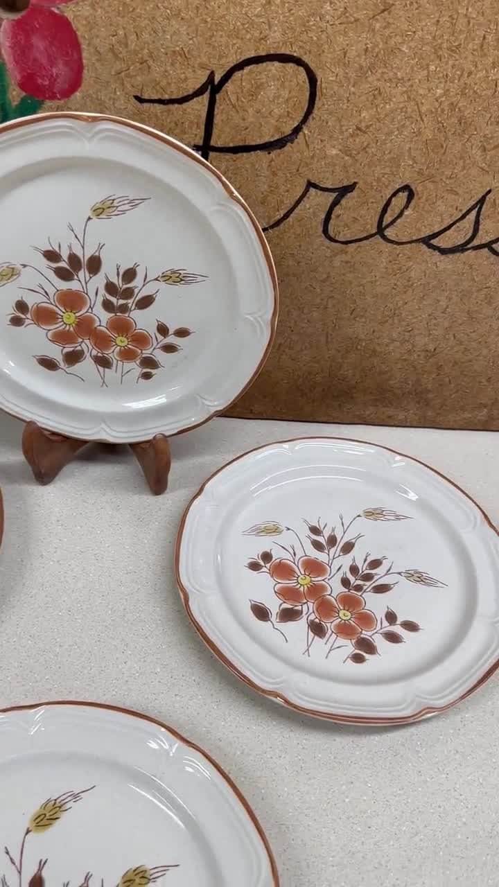 Vintage Finesse Monique Japan Stoneware Side Plates - Floral Set