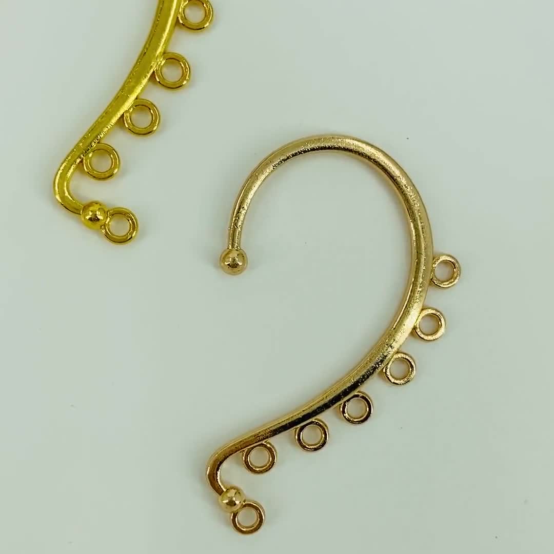 1 Pair Trombone Ear Hooks - Antique Silver Tone Earring Findings For Jewelry Making