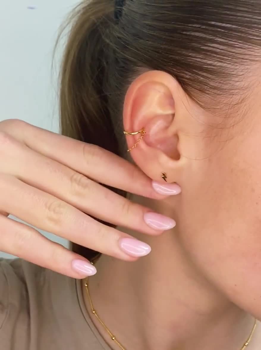 KOOUNUATA Orecchini Geometrici A Cerchio Pendenti – Oro 18k Placcato, Drop 3 Cm, Fatti A Mano Per Donna - 2