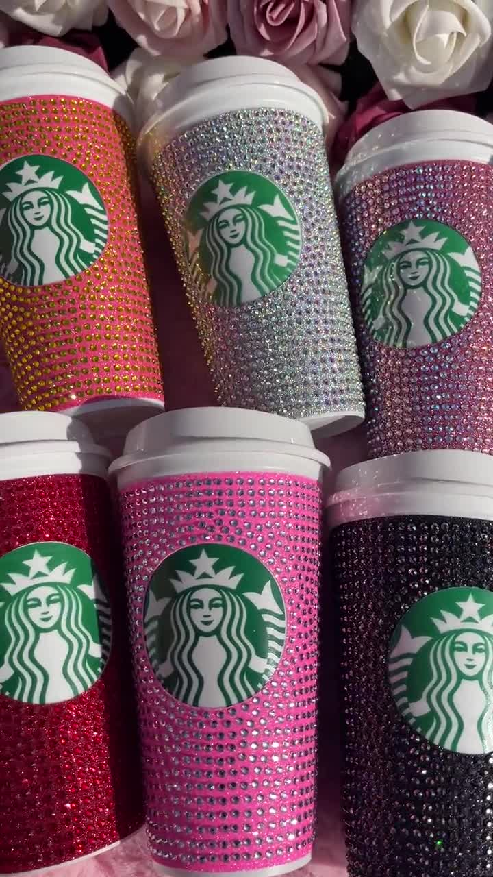 Glitter Blush Hot Tumbler Personalized Black Starbucks Logo – Candy Wrapper  Store