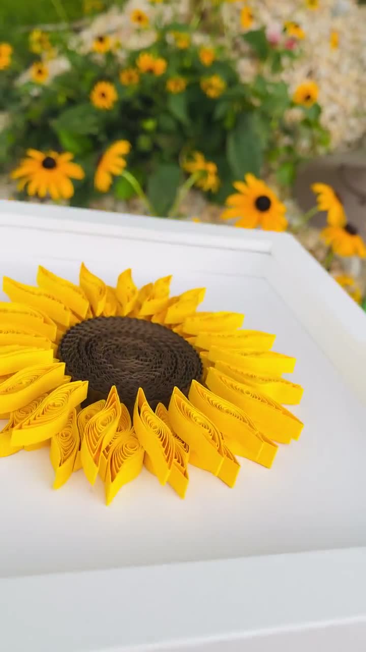 HAIANCO Handgefertigte Quilling-Sonnenblumen-Karte - 3D Grußkarte Mit Umschlag